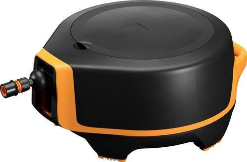 Fiskars X-Series Waterwheel XL Schlauchtrommel mit Schlauch und Sprühdüse, Schwarz-Orange, 1/2 Zoll