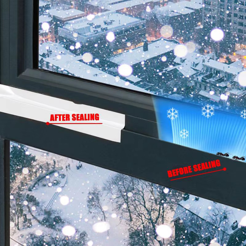Wetterfestes Fensterdichtungs-Isolationsband aus Kunststoff, transparentes Dichtungsband als Zugluftstopper und Lückenfüller für Fenster, Waschbecken und Bad, 20 m - Bild 5