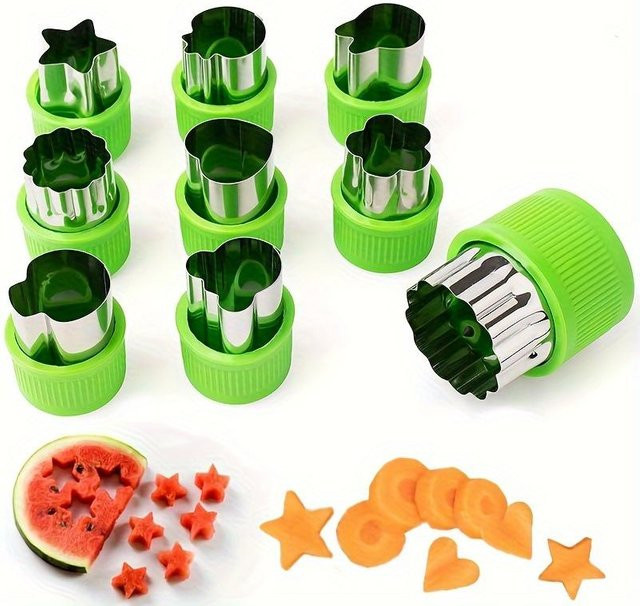 Bestbags 9-teiliges Edelstahl Keks- und Gemüseschneide-Set in Grün für Kinderbacken und Obstprägung - Bild 1
