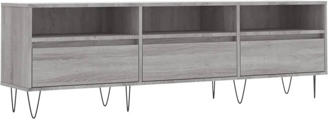 vidaXL TV-Schrank Grau Sonoma aus Holzwerkstoff und Eisen, B/T/H: 150 x 30 x 44,5 cm - Bild 1