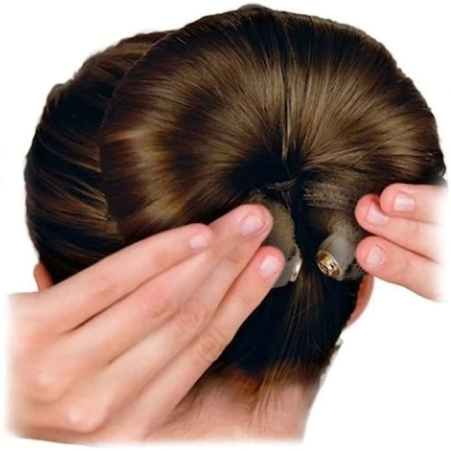 Haarknoten Maker Donut Bagel Haarwerkzeug für Damen, Schwarz/Braun/Beige - Bild 3