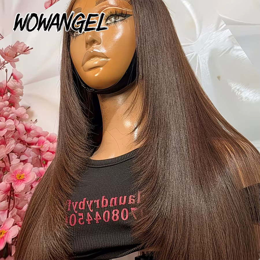 WOWANGEL Perücke, Schokoladenbraun, 100 % Echthaar, HD-Spitzenverschluss, Damen - Bild 5