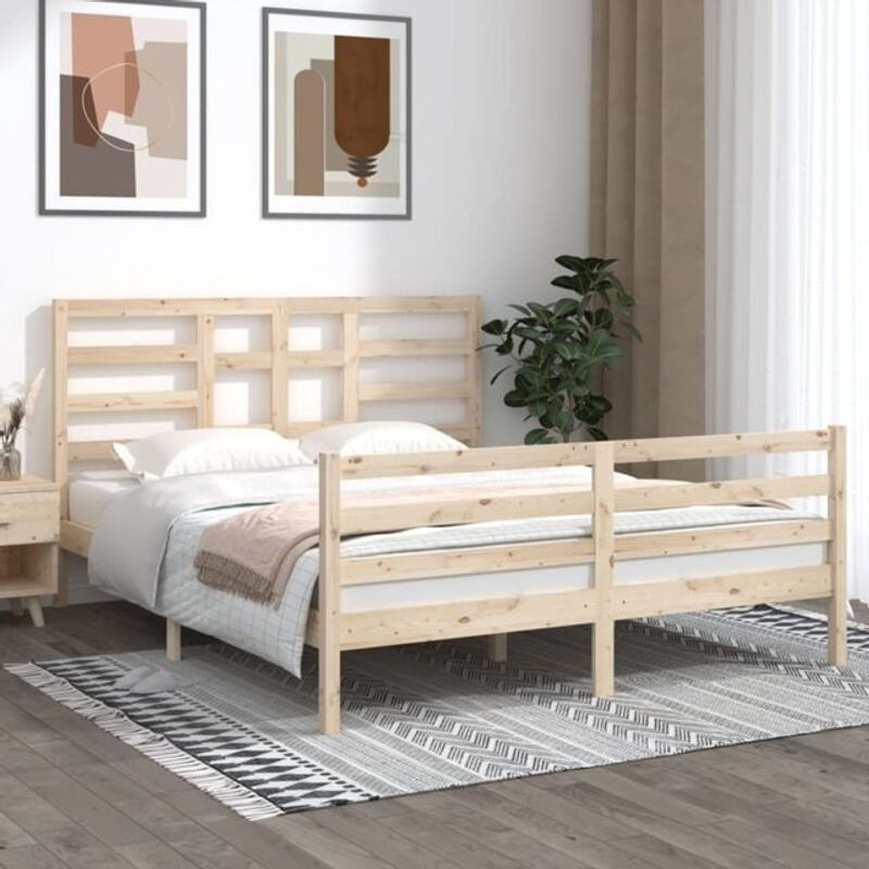 Massivholzbett aus Kiefer von Vidaxl in Braun, B/T/H: 160 x 200 x 104 cm - Bild 1