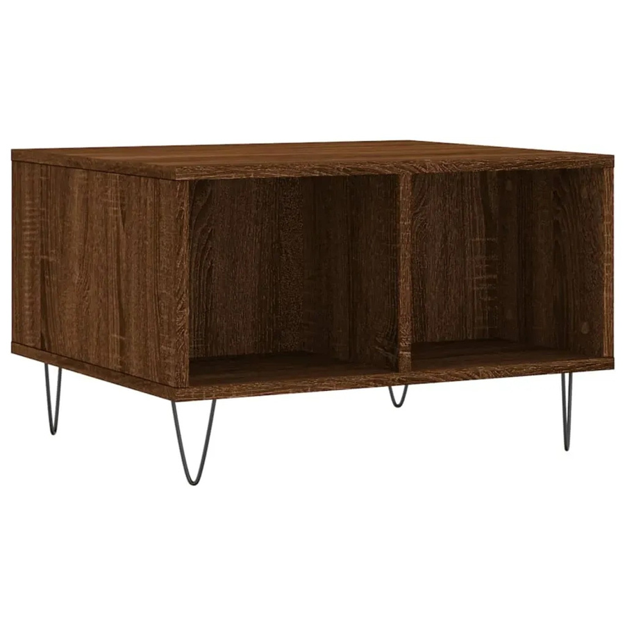 vidaXL Couchtisch in Braun mit Eichen-Optik aus Holzwerkstoff und Metall, B/T/H: 60 x 50 x 36,5 cm - Bild 2