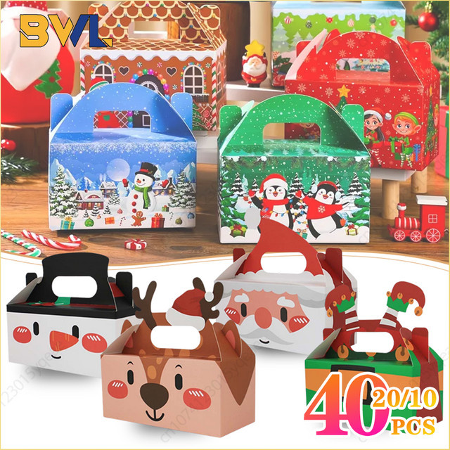 Trebalena Weihnachtsgeschenkboxen aus Papier in Mehrfarbig, kleine Goodie-Boxen für Kinder und Partys, rechteckig - Bild 1