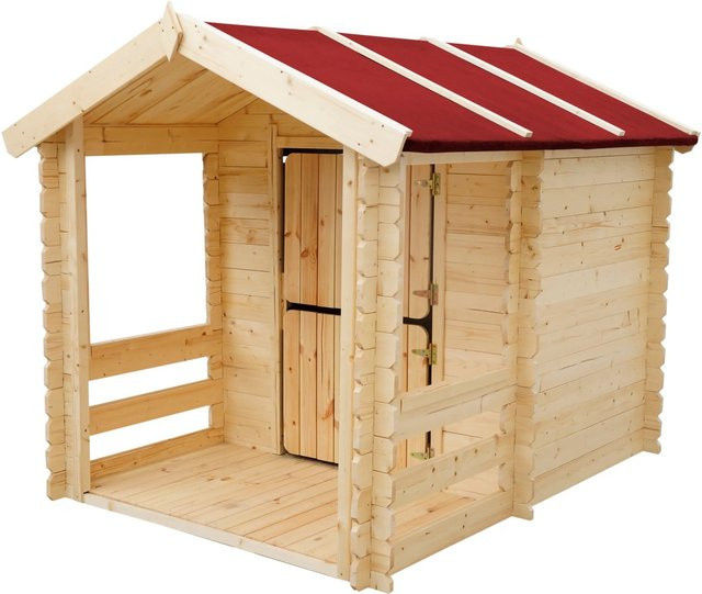 Timbela Kinderspielhaus aus Holz mit Boden sowie Tür- und Fensterläden M501 - Bild 1