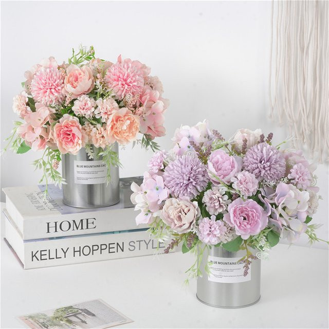 Künstliche Hortensie aus Seide in Pink oder Lila für deine Dekoration bei Hochzeiten, Partys oder im Garten - Bild 1
