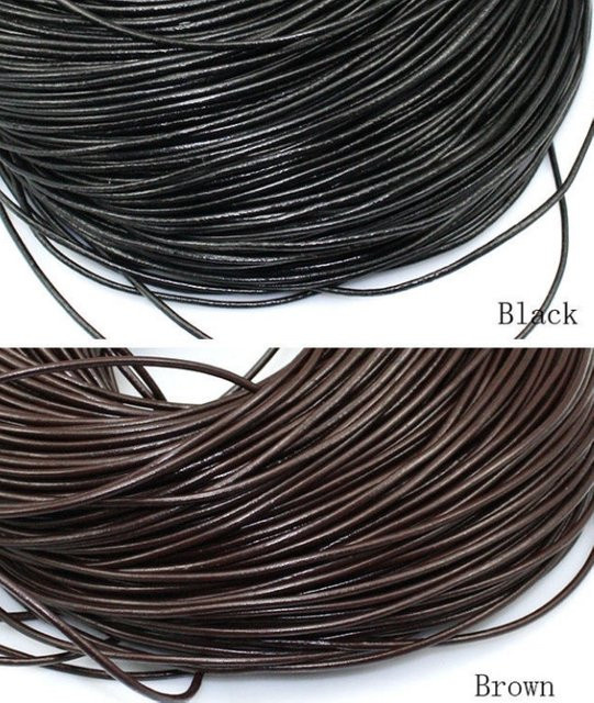 Lederband Runde, hellbraun schwarz braun, 1mm 1,5mm 2mm, Unisex - Bild 1