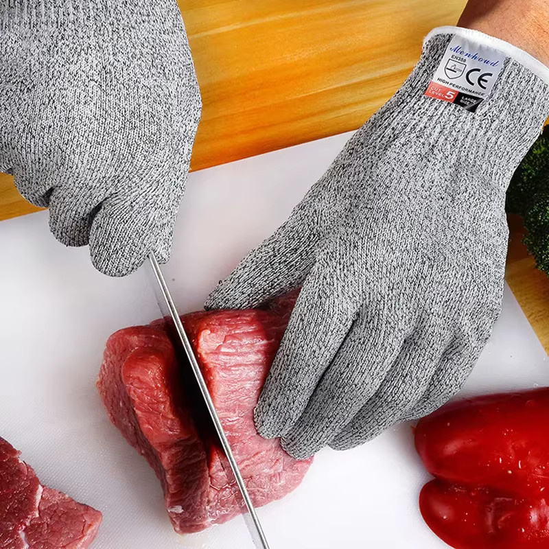Anti-Schnitt-Handschuhe Level 5 Schutzhandschuhe in Grau für Küche, Gartenarbeit und Metzger - Bild 3