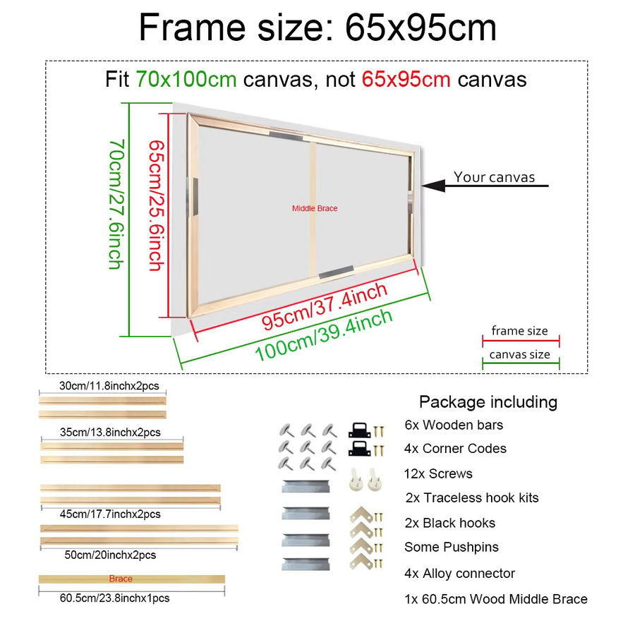 Little PP Holzrahmen für Leinwand und Diamantmalerei in Braun, Rechteckig, B/H: 65 x 95 cm oder 70 x 100 cm - Bild 1