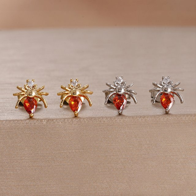 Maodane Ohrstecker, Rote Spinne, Kristall, Zirkonia, Unisex - Bild 1