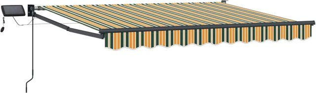vidaXL Manuelle Gelenkarmmarkise mit LED-Beleuchtung in Grün und Gelb, B: 300 cm, T: 250 cm - Bild 1
