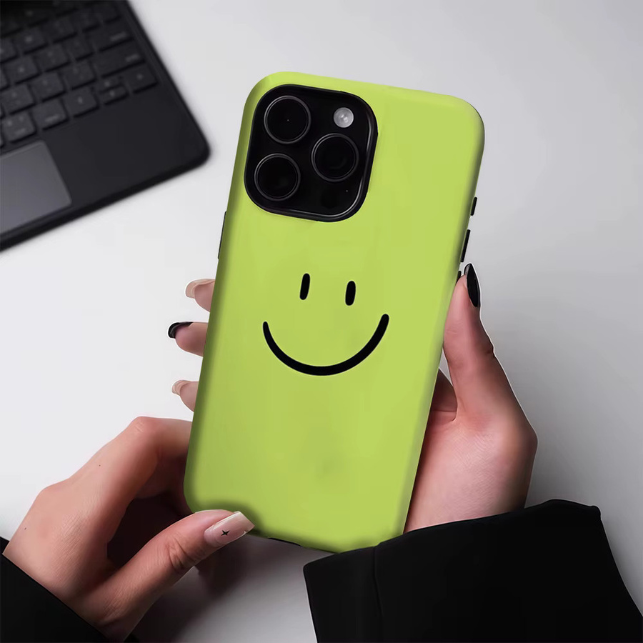 Potdemiel Lime Smiley Handyhülle für iPhone 17 16 15 14 13 Pro Max Plus, Robuste Magnetische Einzel- und Doppelschicht Hülle in Grün - Bild 2