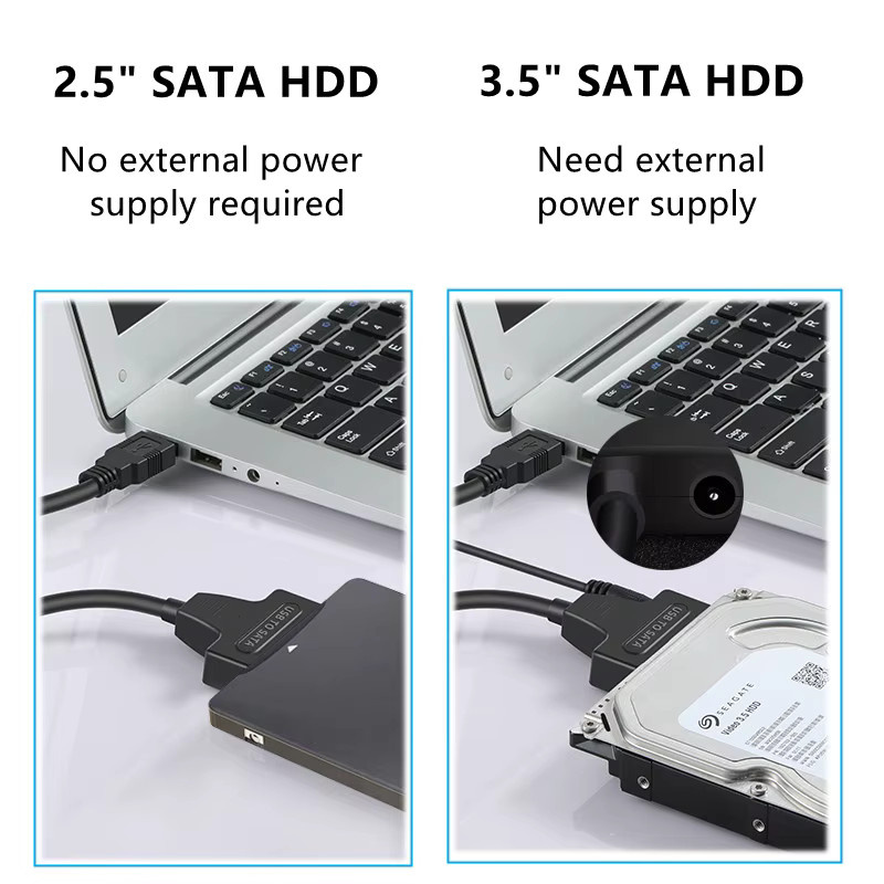 LccKaa SATA zu USB 3.0 Adapterkabel für 2,5 und 3,5 Zoll SSD HDD SATA III Festplattenkonverter mit UASP Unterstützung und 12 V Netzteil, Schwarz - Bild 5