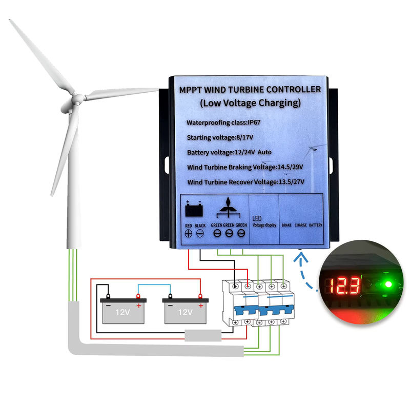 HXCONTROLLER MPPT Windturbine Laderegler für 12V 24V 48V mit Booster-Funktion für niedrige Windgeschwindigkeiten bis 800W - Bild 4