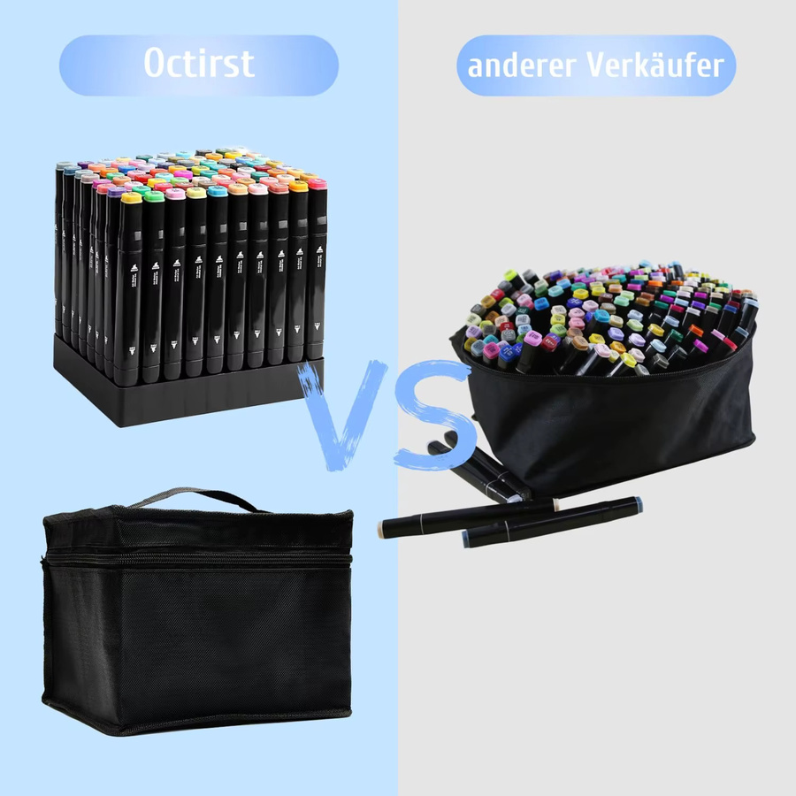 Set mit 262 doppelseitigen Alkoholstiften in Multicolour mit feiner und abgeschrägter Spitze für Zeichnungen, Design, Comics und Kalligraphie - Bild 5