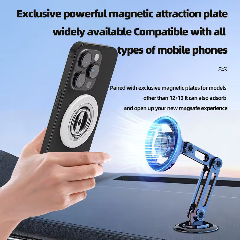 QGhappy Magnetischer Handyhalter in Weiß für iPhone und Samsung mit 360 Grad Drehung und faltbarem Fingerring für MagSafe - Bild 1