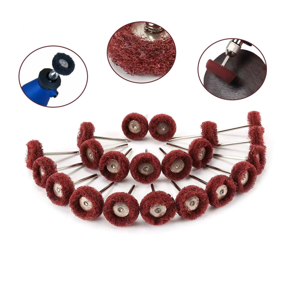 NuoDunco 10 Stück Nylon-Polierscheiben in Grün, 25 mm Mini-Schleifbürsten für Metall und Holz als Zubehör für Dremel und Handwerkzeuge - Bild 4