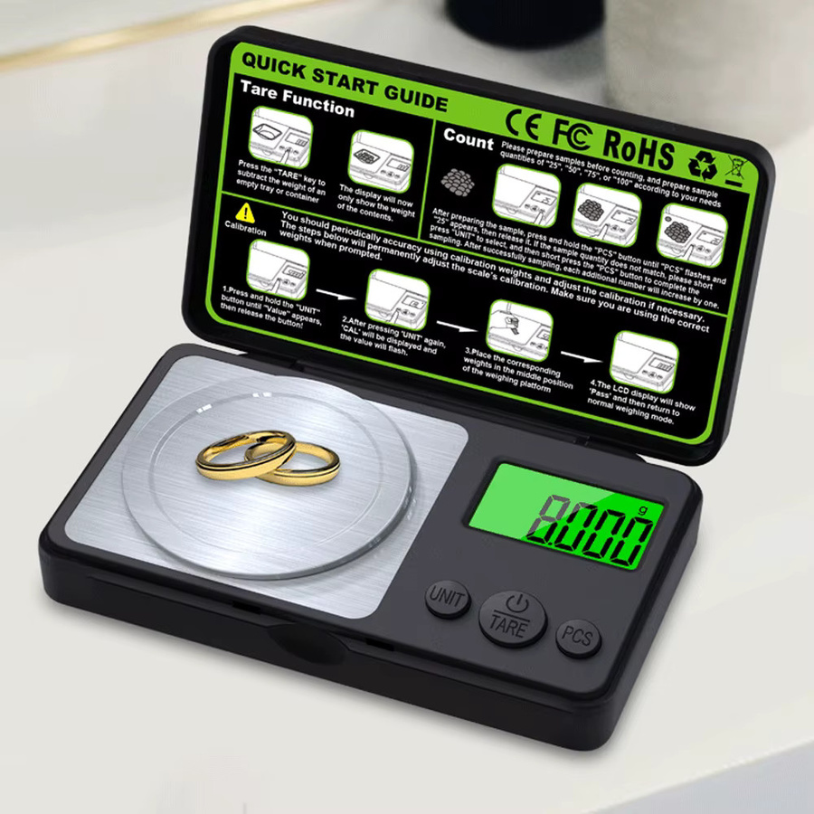 Kebidumei Mini-Digitalwaage in Schwarz mit hochpräziser Milligramm-Messung für Schmuck und Küche - Bild 5