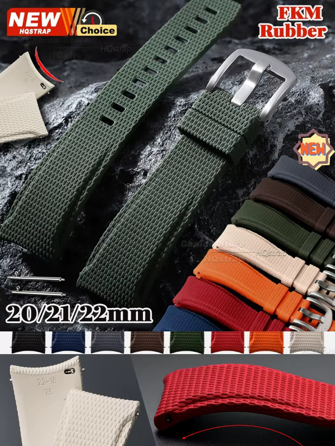 HQstrap Uhrenarmband Kautschuk, Schwarz, Unisex, 20mm 21mm 22mm - Bild 5