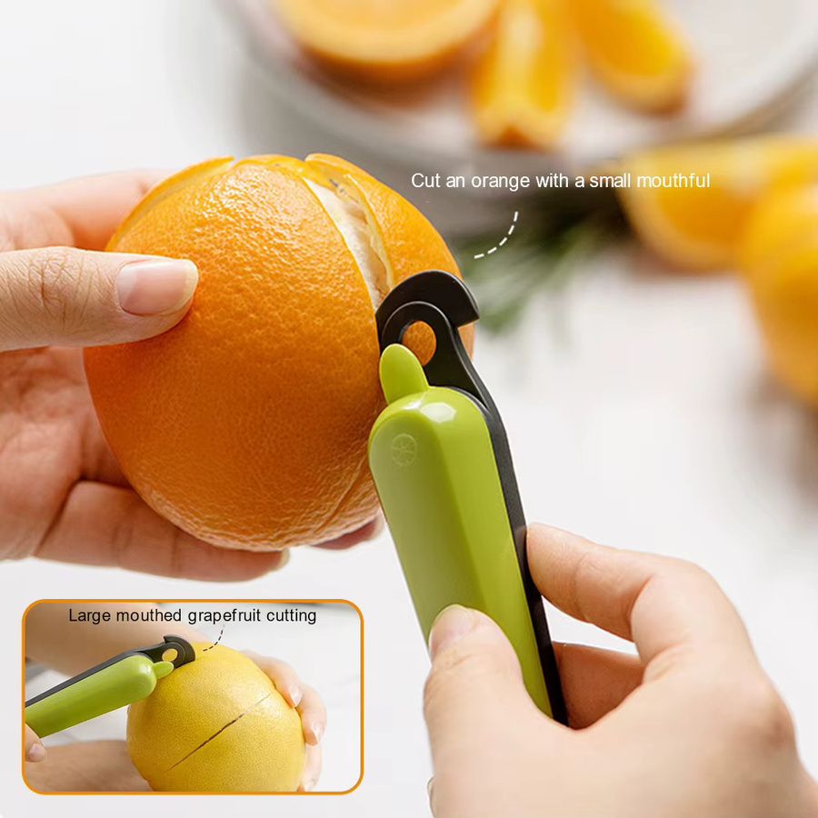 Multifunktionaler Aihogard Orangenschäler in Grün aus Kunststoff für Grapefruits und Pomelos - Bild 2