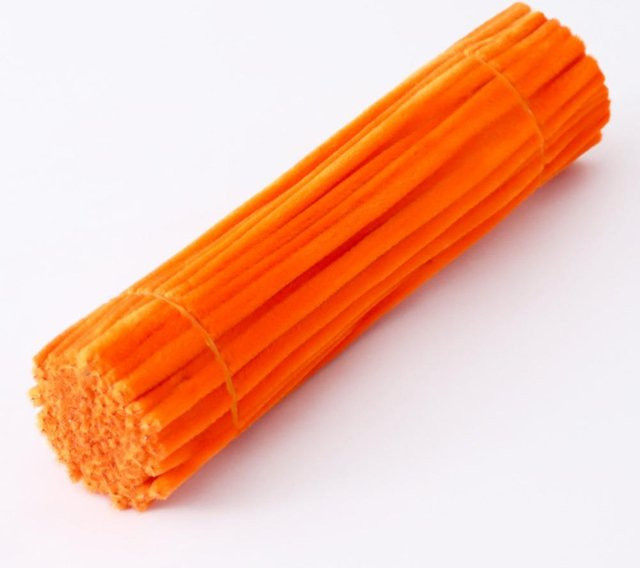 100 Stück Lamfengrich Plüsch Lametta Basteldraht mit Drahtstiel in Orange für Kinder Bastelbedarf und Weihnachtsdekoration - Bild 1