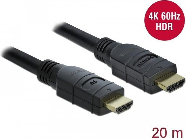 DeLOCK Highspeed HDMI mit Ethernet Kabel in Schwarz mit 4K Unterstützung, Länge: 20,0 m - Bild 1