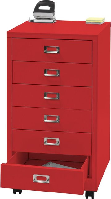 Rollcontainer MCW-L49 Schubladenschrank aus Metall in Rot mit 6 Schubladen, H: 75 cm, B: 40 cm, T: 41 cm - Bild 1