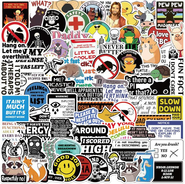 100 lustige Streich-Meme-Aufkleber von YourLife Store, wasserfest, multicolor, für DIY-Dekoration auf Notebook, Gitarre und Gepäck - Bild 1