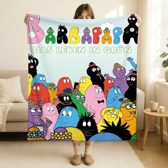Barbapapa Decke von Useful Home, weiche Flanell-Tagesdecke für Sofa und Bett, Mehrfarbig, B x H: 150 x 200 cm - Bild 1
