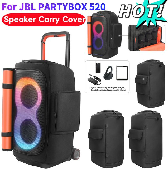 ALLOYSEED Aufbewahrungstasche für JBL Partybox 520 Lautsprecher, gepolsterte Tragetasche in Schwarz - Bild 1