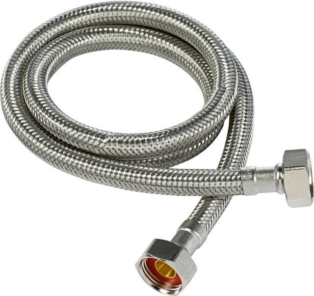 LUX-TOOLS Flex-Armaturen-Verbindungsschlauch aus Edelstahl in Silber, Durchmesser: 14,9 mm, Anschluss: G 3/8, Länge: 1000 mm - Bild 1