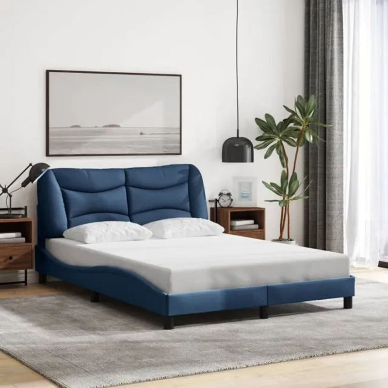 Polsterbett hvar von Vidaxl in Blau aus Stoff und Metall, B/T/H: 140 x 200 cm - Bild 1