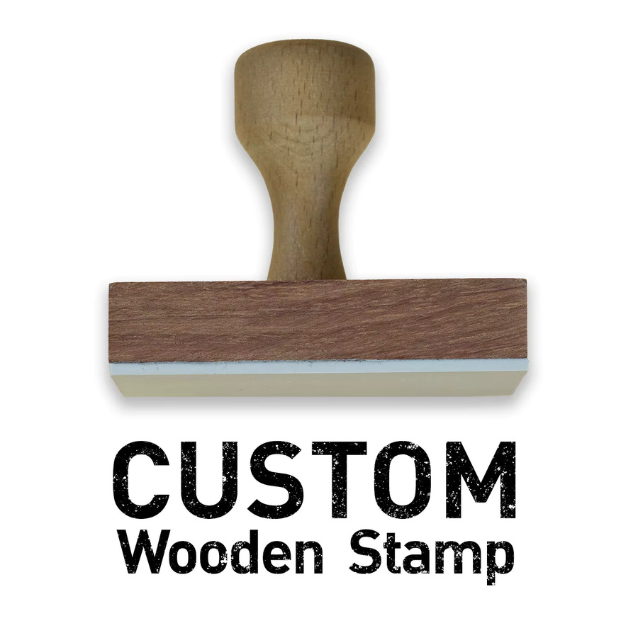 Personalisierter Stempel mit individueller Bildanpassung aus Holz in Schwarz oder Braun - Bild 1