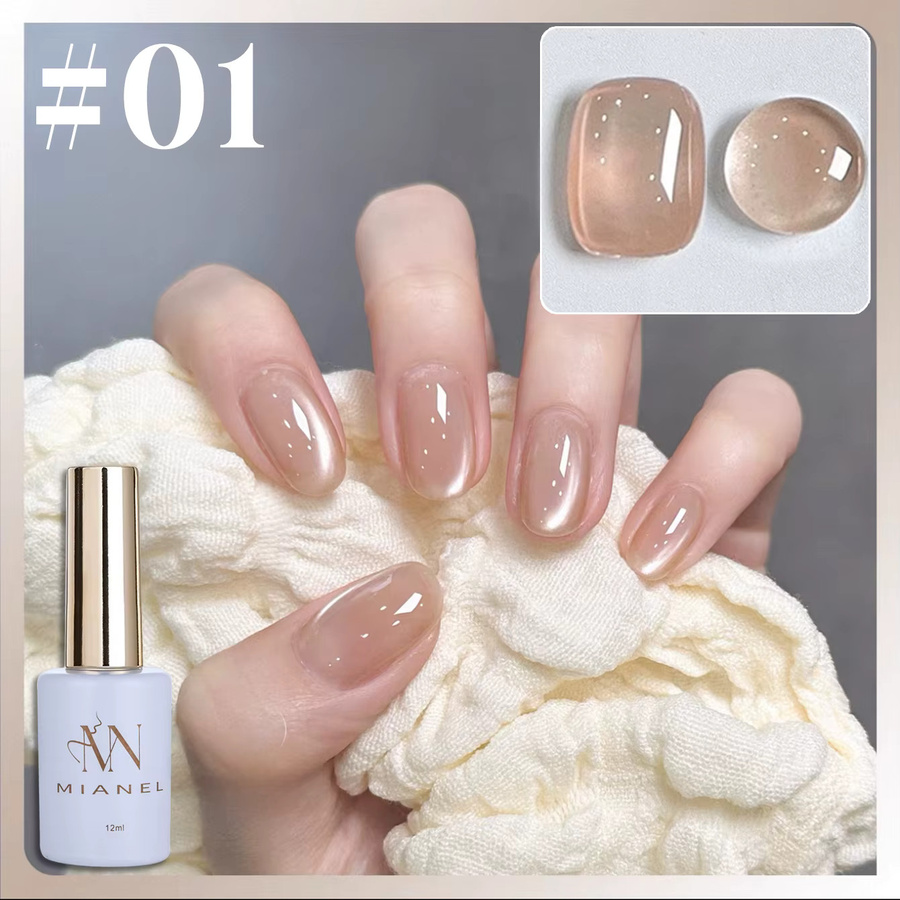 MIANEL Cat Eye Gel Nagellack, Nude Porzellanweiß, Satin - Bild 3