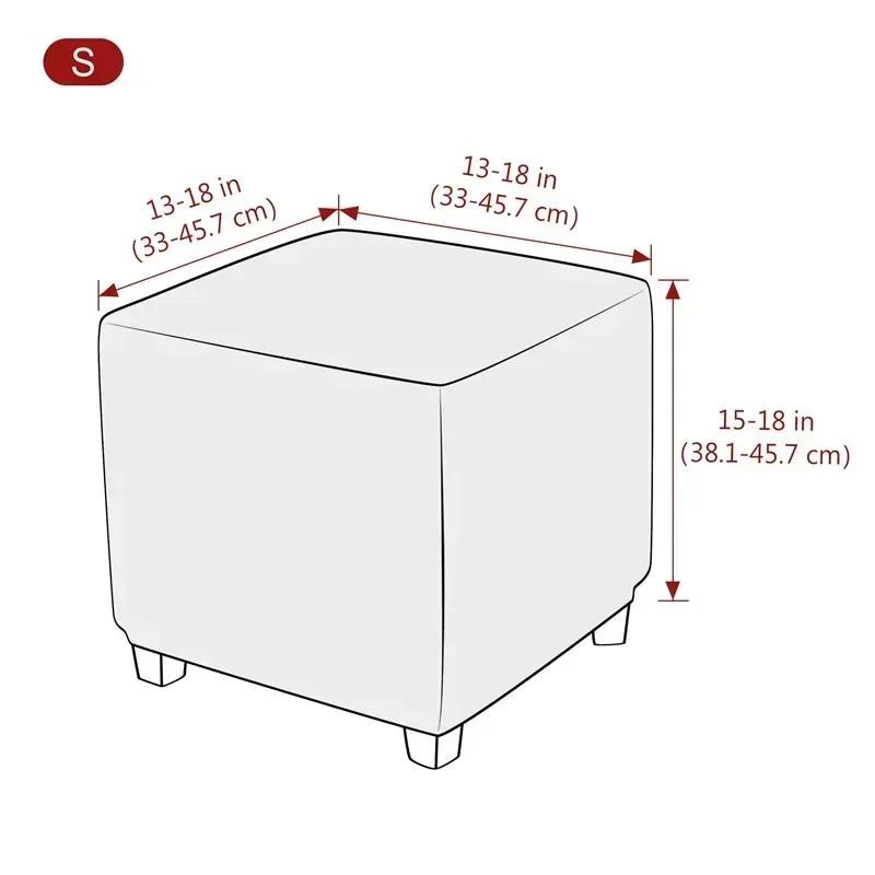 Yiran Furniture Jacquard-Hockerabdeckung aus Samt und Elasthan, elastischer Hockerbezug in Grau - Bild 3