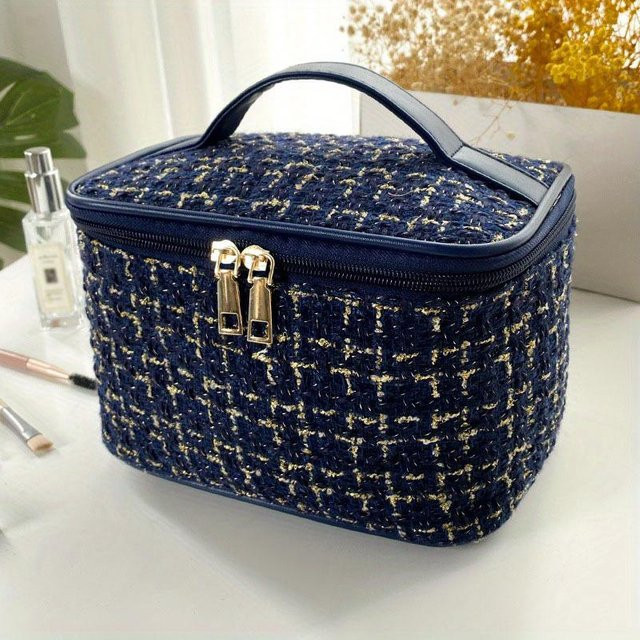 NATAWA Reise-Kulturbeutel, Karomuster, Navy Blau, Unisex - Bild 1