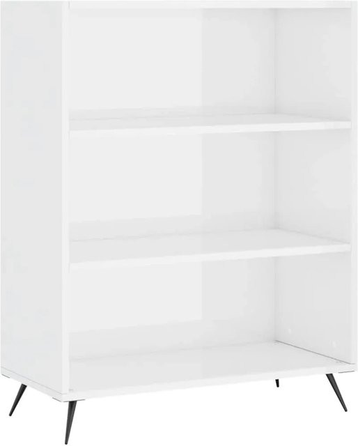 vidaXL Bücherregal in Hochglanz-Weiß aus Metall und MDF, Wandmontage, B/T/H: 69,5 x 32,5 x 90 cm - Bild 1
