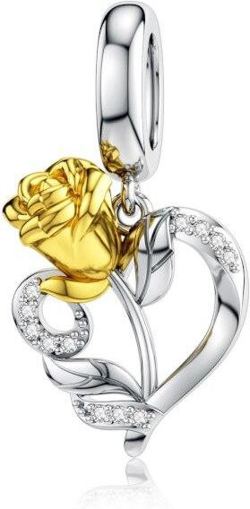 Charm Goldene Rose, 925 Silber, Perle, Zirkonia, Damen - Bild 1