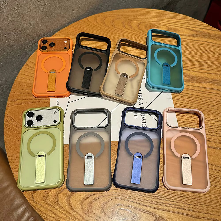Magnetische faltbare Standhalterung Handyhülle AKABEILA für iPhone kompatibel mit MagSafe in Grün - Bild 2