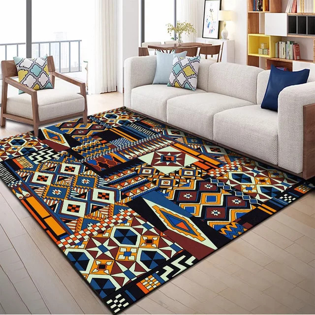 VIKAMA Teppich im ethnischen Boho-Stil, rechteckige Bodenmatte in Multicolour für dein Wohnzimmer - Bild 1