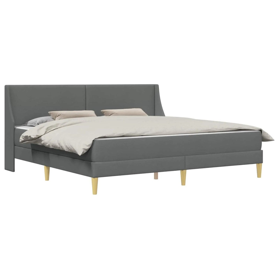 vidaXL Bettgestell mit Matratze in Dunkelgrau, 2-teiliges Set aus Stoff und Holz, B/T/H: 180 x 200 x 184 cm - Bild 2