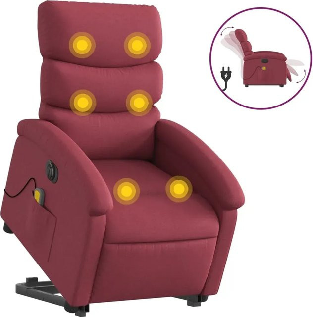 vidaXL Elektrischer Massagesessel mit Aufstehhilfe in Weinrot aus Stoff Modell 4 - Bild 1