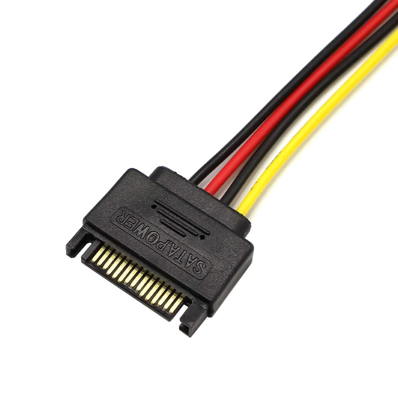 JCD SATA 15-Pin Stecker auf Molex IDE 4-Pin Buchse Stromkabel Adapter für PC, Länge: 20 cm - Bild 2