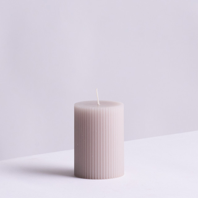 Kerze Rille in Taupe und Beige von BLUME2000, Höhe: 10 cm - Bild 1