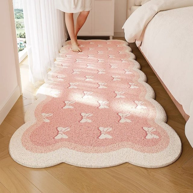 VIKAMA Herz-Teppich in Rosa für Kinderzimmer, Schlafzimmer und Wohnzimmer, B/T: 150 x 60 cm - Bild 1