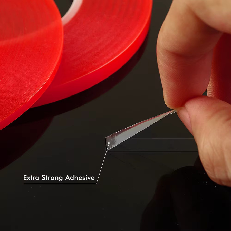 Hitzebeständiges doppelseitiges Klebeband mit roter Linie, Breite: 6 mm, ideal für DIY-Dekoration, Folierung und Bastelarbeiten, Farbe: Rot - Bild 3
