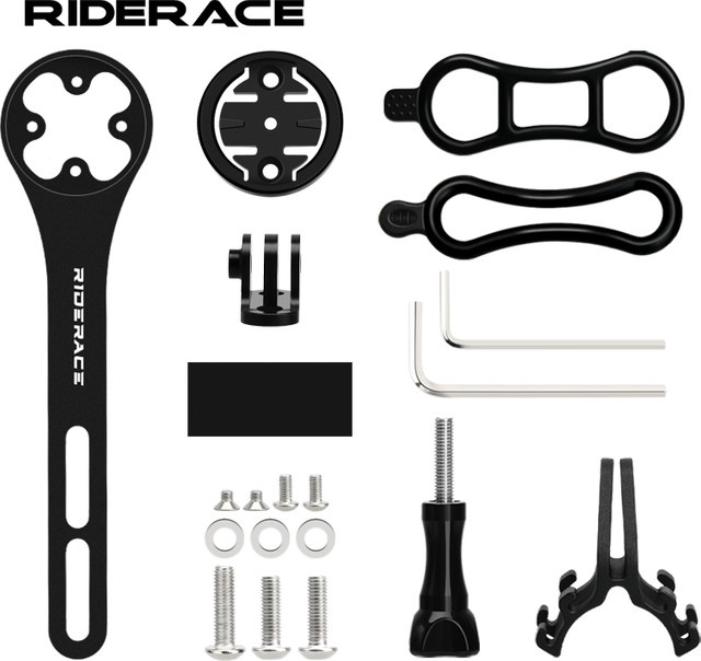Riderace Fahrradcomputer-Halterung aus Aluminiumlegierung für Garmin GPS und GoPro Sportkamera in Schwarz - Bild 1