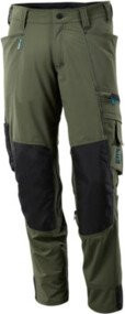 Mascot Arbeitshose mit Knietaschen und Reflexstreifen in Moosgrün, Stretchstoff mit Cordura-Material, Größe 82C52 - Bild 1