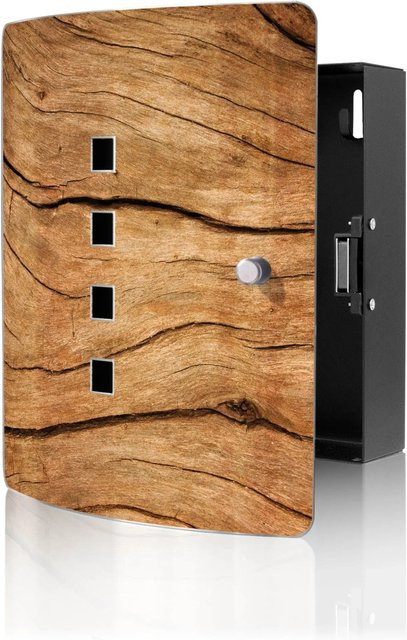 Banjado Design Schlüsselkasten aus Edelstahl mit Magnetverschluss und Motiv Trockenes Holz, Farbe Silber, B/T/H: 24 x 21,5 x 7 cm - Bild 1